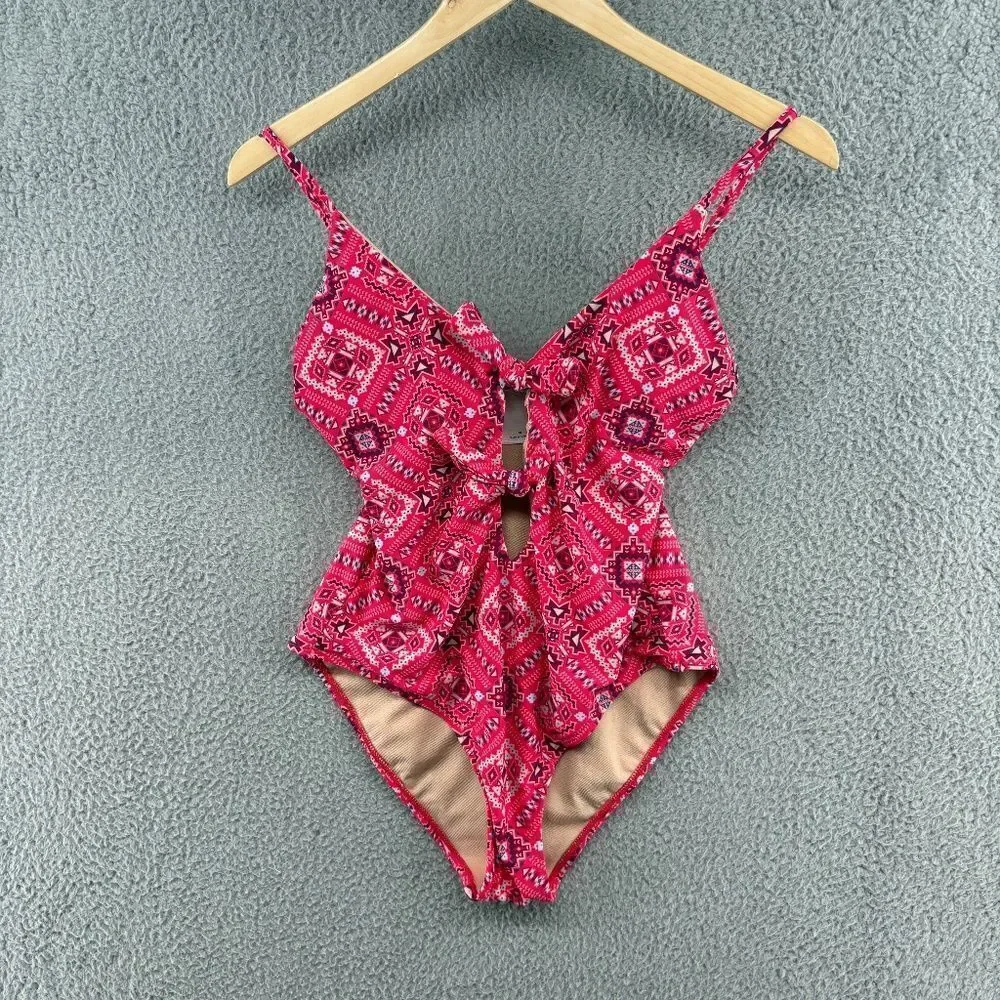 Vanilla Beach Pink Tribal Print One-Piece Swimsuit Size Medium